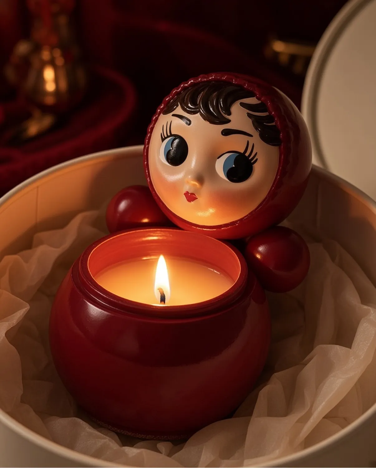 Зажжённая неваляшка Lumo Flame в круглой подарочной коробке